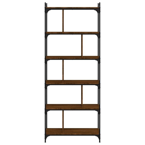 vidaXL Bookcase 6-Tier Brown Oak 76x32x192 cm Engineered Wood