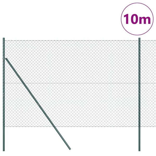 vidaXL Fence Post Green 10 x 1.6 m (40 x 40 mm mesh) Steel and PVC