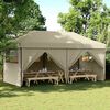 vidaXL Foldable Party Tent Pop-Up with 4 Sidewalls Taupe