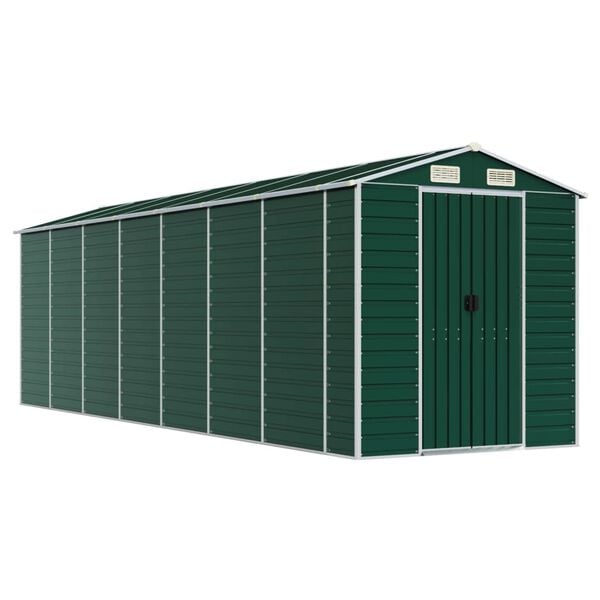 vidaXL Garden Shed Green 191x640x198 cm Galvanised Steel