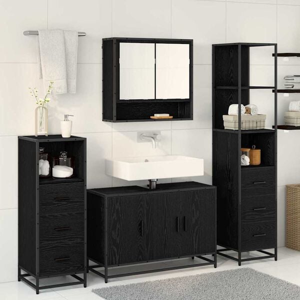 vidaXL Bathroom Furniture Set 3 pcs Artisan Oak Engineered Wood