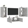 vidaXL 3 Piece TV Wall Cabinets with LED Lights Concrete Grey