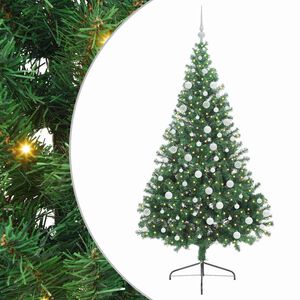 vidaXL Artificial Pre-lit Christmas Tree Green 180 cm PVC