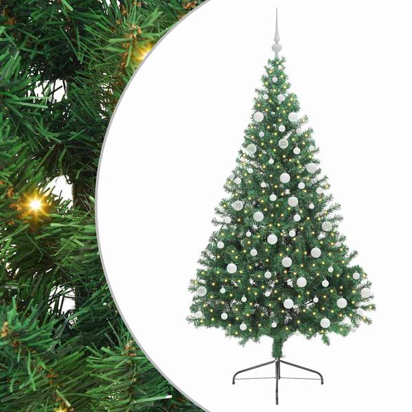 vidaXL Artificial Pre-lit Christmas Tree Green 180 cm PVC