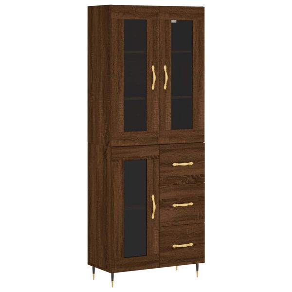 vidaXL Highboard Brown Oak 69.5x34x180 cm Engineered Wood