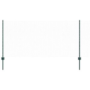 vidaXL Hexagonal Fence with Post 100 x 1 m PVC-Coated Steel Green Mesh