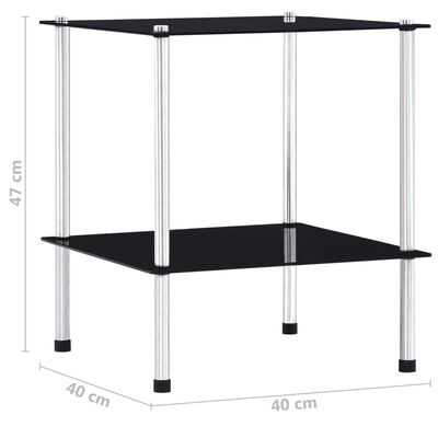 vidaXL 2-Tier Shelf Black 40x40x47 cm Tempered Glass