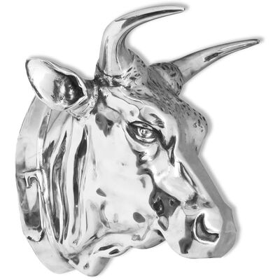 vidaXL Cow Head Decoration Wall-Mounted Aluminium Silver