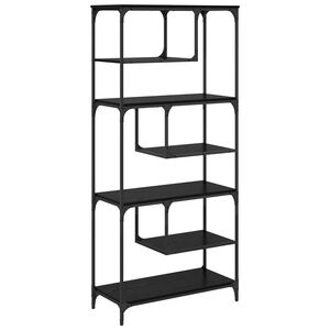vidaXL Bookcase 6-Tier Engineered Wood Black oak