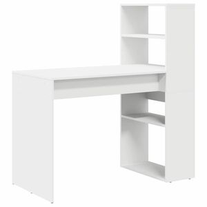 vidaXL Desk with Shelf White 113 x 54 x 120 cm Engineered Wood
