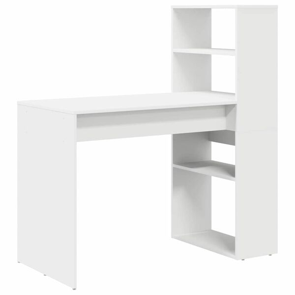 vidaXL Desk with Shelf White 113 x 54 x 120 cm Engineered Wood
