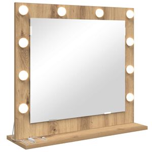 vidaXL Vanity Mirror with LED Strip Lights Black Oak 60 x 55 x 18 cm