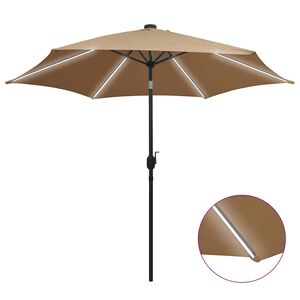 vidaXL Garden Parasol with LED Lights&Aluminium Pole 300 cm Taupe