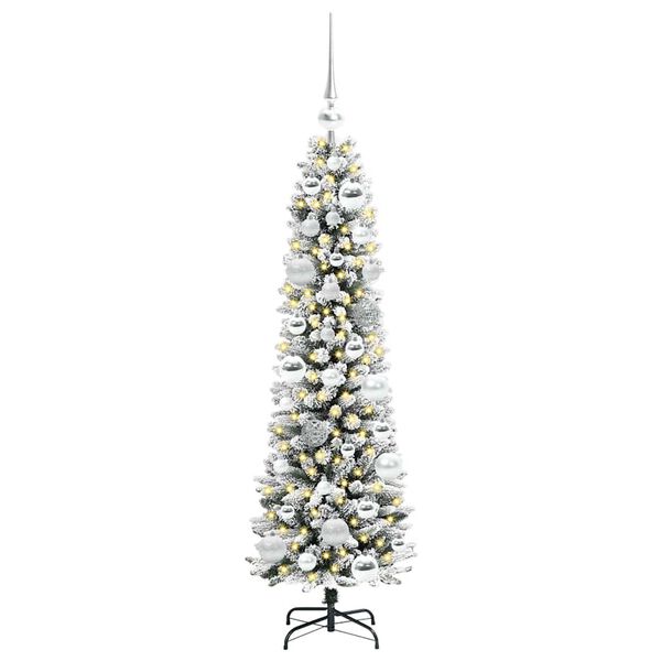 vidaXL Artificial Christmas Tree with 150 LEDs Green and white 120 cm
