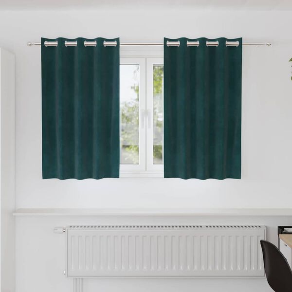 vidaXL Blackout Curtains 2 pcs Dark Green 140 x 140 cm Velvet