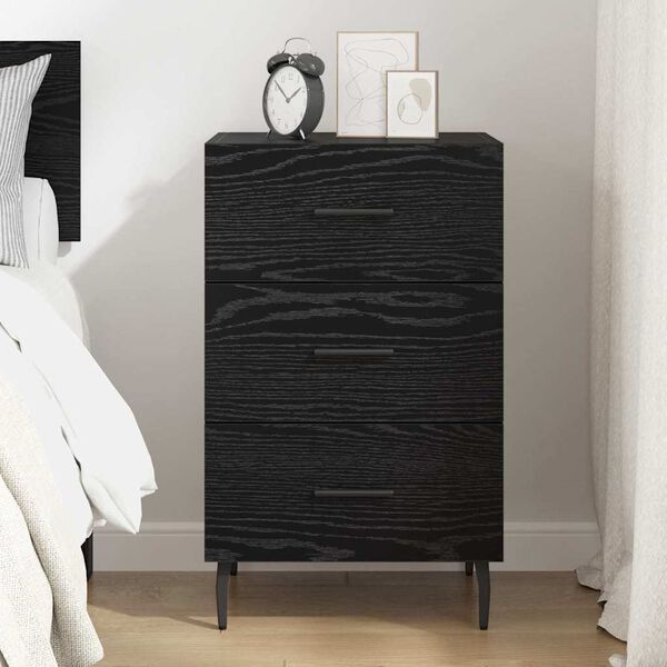 vidaXL Bedside Cabinet Black Oak 40 x 40 x 66 cm Engineered Wood