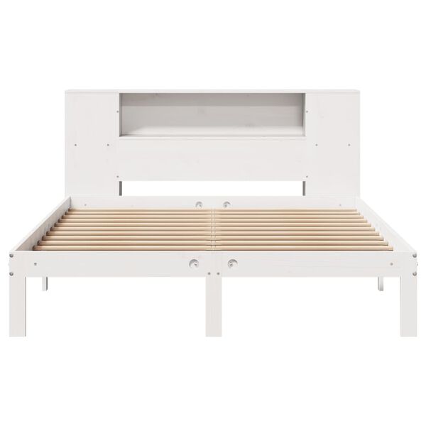 vidaXL Bookcase Bed without Mattress White 135x190 cm Doouble Solid Wood Pine
