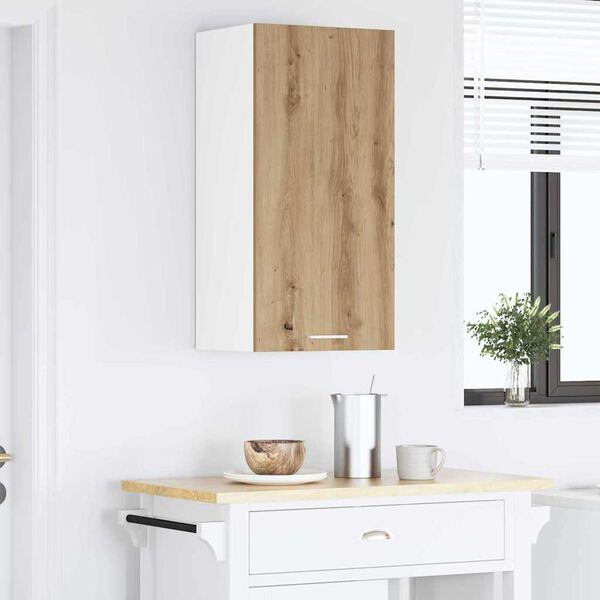 vidaXL Hanging Cabinet with Door Artisan Oak and White 40 x 31 x 80 cm