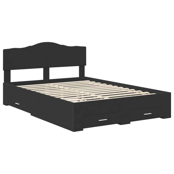 vidaXL Bed Frame with Headboard Black 160 x 200 cm Engineered Wood
