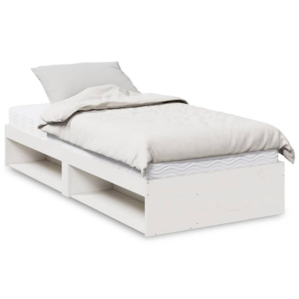 vidaXL Day Bed with Mattress White 90x200 cm Solid Wood Pine