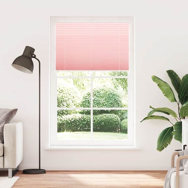vidaXL Pleated Blind Pink 115x200 cm Fabric Width 114.4 cm Polyester