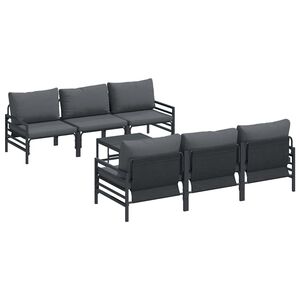 vidaXL Garden Sofa Set 7 pcs Black Steel