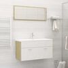 vidaXL 2 Piece Bathroom Furniture Set White and Sonoma Oak Engineered Wood