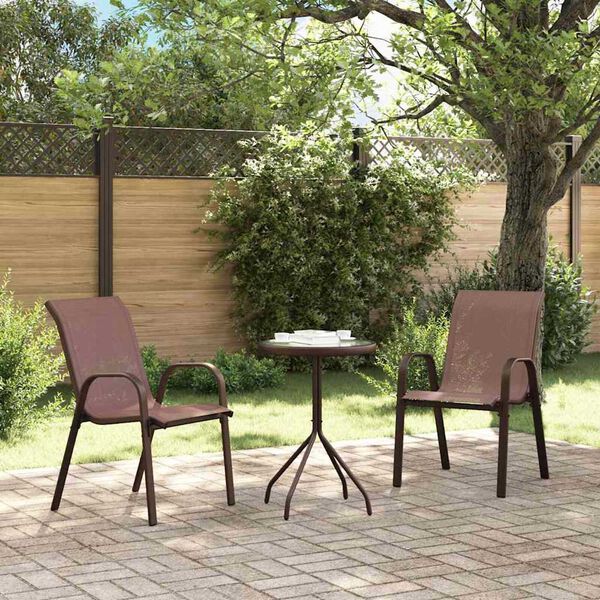vidaXL Garden Bistro Set 3 pcs Brown Steel