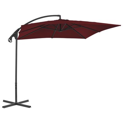 vidaXL Cantilever Umbrella with Steel Pole 250x250 cm Wine Red