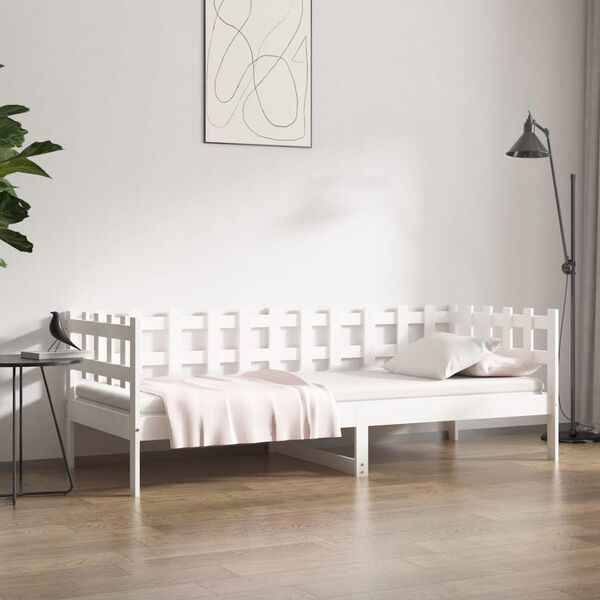 vidaXL Day Bed without Mattress White 90x190 cm Single Solid Wood Pine