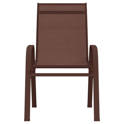 vidaXL Stackable Garden Chairs 2 pcs Brown Textilene Fabric