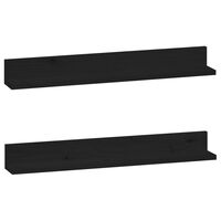 vidaXL Wall Shelves 2 pcs Black 80x11x9 cm Solid Wood Pine