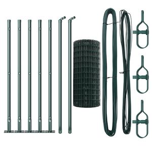 vidaXL Euro Fence with Concrete Base 10 x 0.6 m PVC-Coated Steel Green