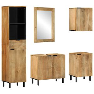 vidaXL 5 Piece Bathroom Furniture Set Brown Solid Wood Mango