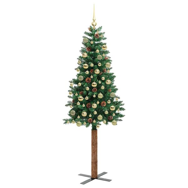 vidaXL Slim Christmas Tree Green 180 cm PVC and Solid Pine wood