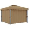 vidaXL Gazebo with Curtain 3x3 m Taupe Aluminium