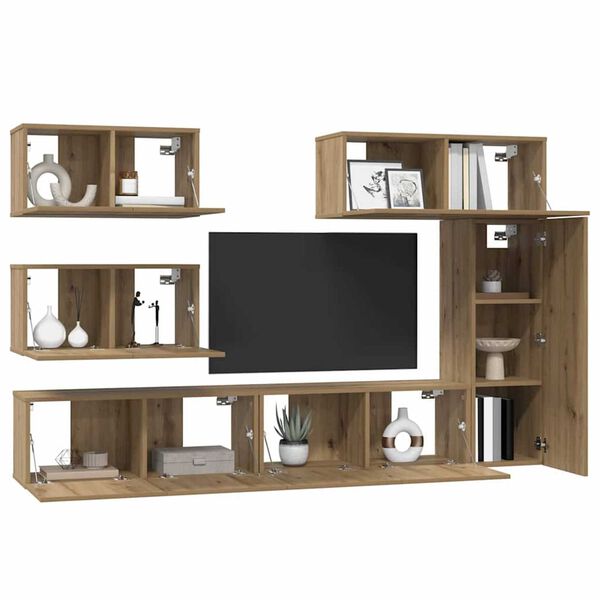 vidaXL TV Cabinet Set Wall-mounted 6 pcs Artisan Oak Engineered Wood