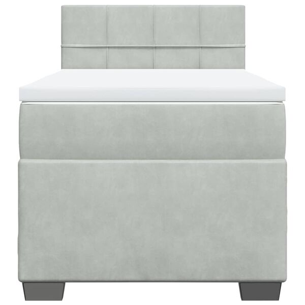 vidaXL Box Spring Bed with Mattress Light Grey 90x200 cm Velvet