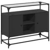 vidaXL Sideboard with Glass Top Black 98x35x81 cm Engineered Wood