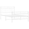 vidaXL Metal Bed Frame without Mattress with Footboard White 100x200cm