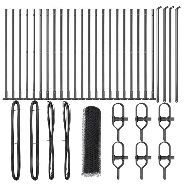 vidaXL Fence Post Grey 50 x 0.5 m (25 mm mesh) Steel and PVC