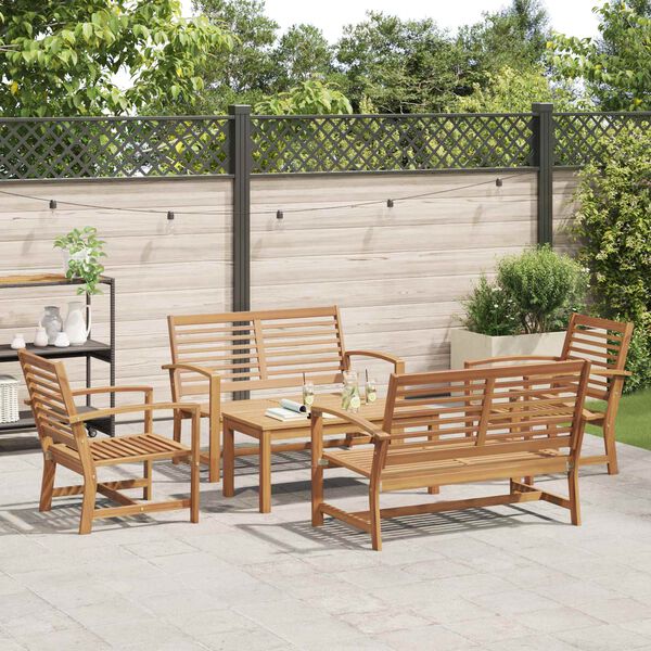 vidaXL Garden Sofa Set 5 pcs Natural Solid Teak Wood