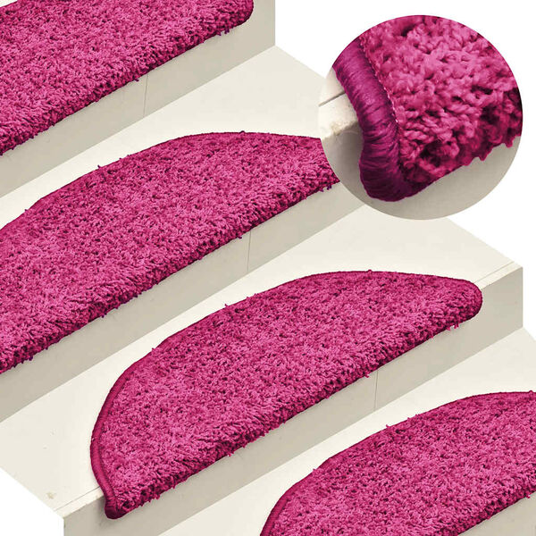 vidaXL Stair Mats 15 pcs 56x17x3 cm Pink Half Round