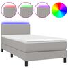 vidaXL Box Spring Bed with Mattress&LED Light Grey 90x190cm Fabric