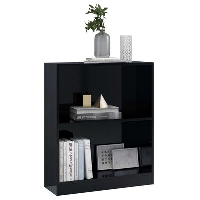 vidaXL Bookshelf High Gloss Black 60x24x76 cm Engineered Wood