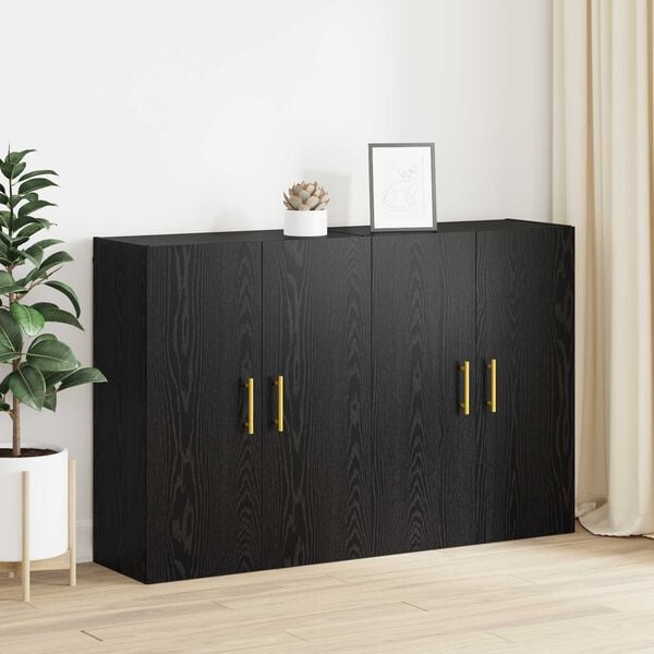vidaXL Wall-Mounted Cabinet 2 pcs Black Oak 69.5 x 34 x 90 cm