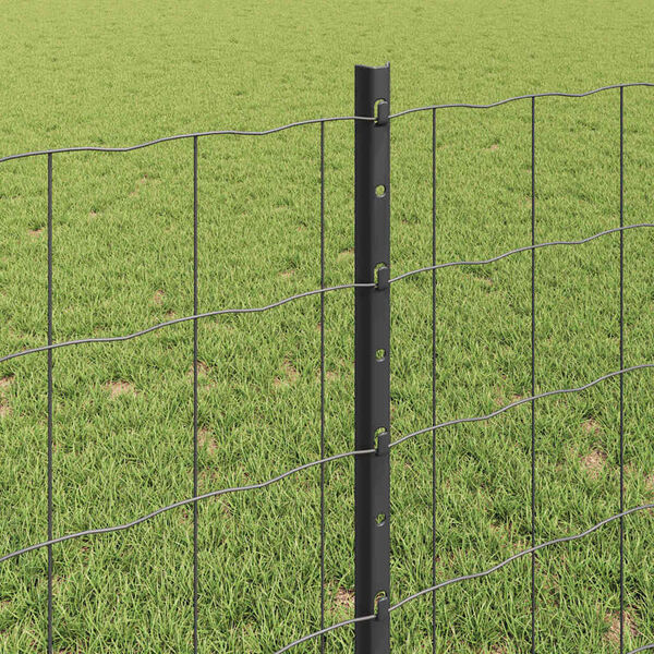 vidaXL Fence with Post Grey 0.8 x 10 m Steel and PVC