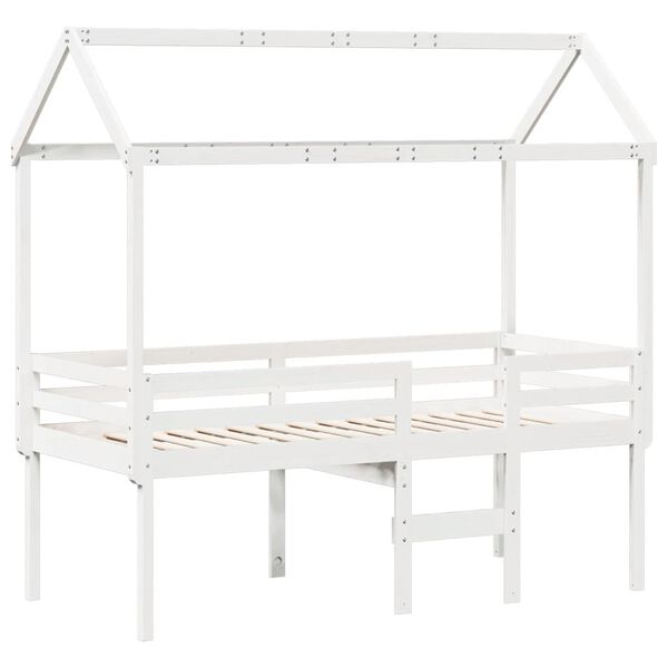 vidaXL High Sleeper Bed without Mattress White 90x200 cm Solid Wood Pine