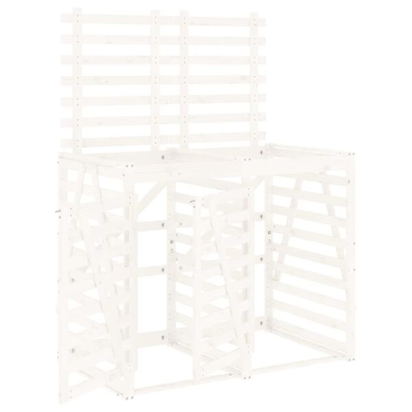 vidaXL Double Wheelie Bin Storage White Solid Wood Pine