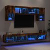 vidaXL 6 Piece TV Wall Units with LED Smoked Oak Engineered Wood